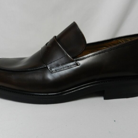 BASS Leather brown Penny Loafers shoes slides made in Italy NEW Size Sz 10.5 M - Picture 7 of 12